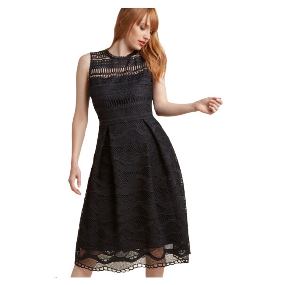 ModCloth x Liza Luxe Black Lace Fit & Flare Dress